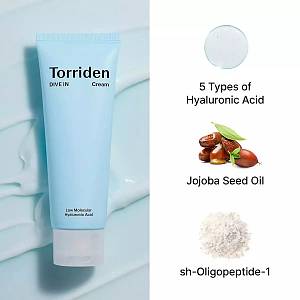 Torriden - Dive-In - Low Molecule Hyaluronic Acid Cream - Ενυδατική Κρέμα με Υαλουρονικό Οξύ χαμηλών Μορίων και Κεραμίδια - 80ml