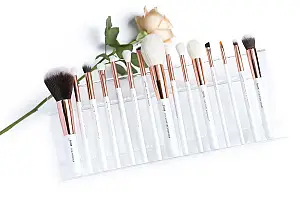 Jessup Set T222 Pearl White/Rose Gold Professional Makeup Brushes - 15Pcs