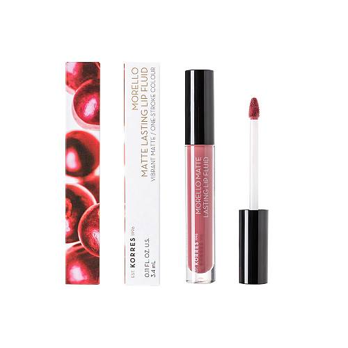 Korres Morello Matte Lasting Lip Fluid No 10 Damask Rose, 3.4ml
