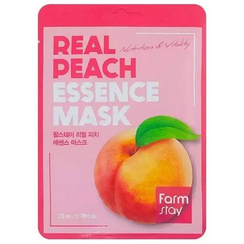 FarmStay Real Peach Essence Mask - Υφασμάτινη μάσκα προσώπου με εκχύλισμα ροδάκινου - 23 ml