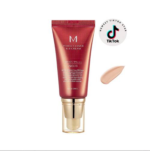 Missha M Perfect Cover PA+++ BB 13 Bright Beige Ενυδατική Κρέμα Προσώπου Ημέρας με SPF42 με Υαλουρονικό Οξύ & Ceramides - 20 ml