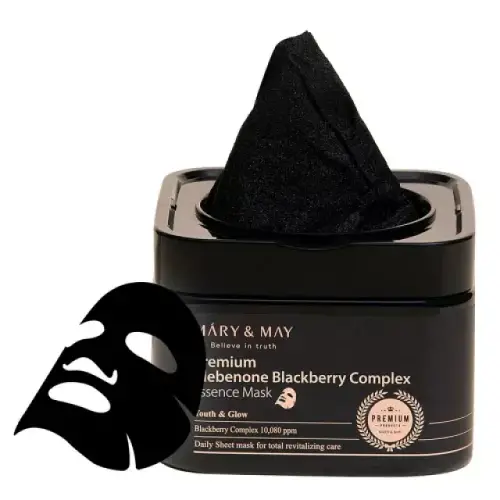 MARY & MAY Premium Idebenon Blackberry Complex Essence Mask 20pcs