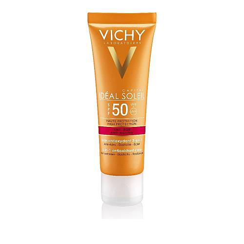 Vichy Capital Soleil Anti-Ageing 3 in 1 SPF50 Αντηλιακή Κρέμα Προσώπου με Αντιγηραντική Δράση, 50ml