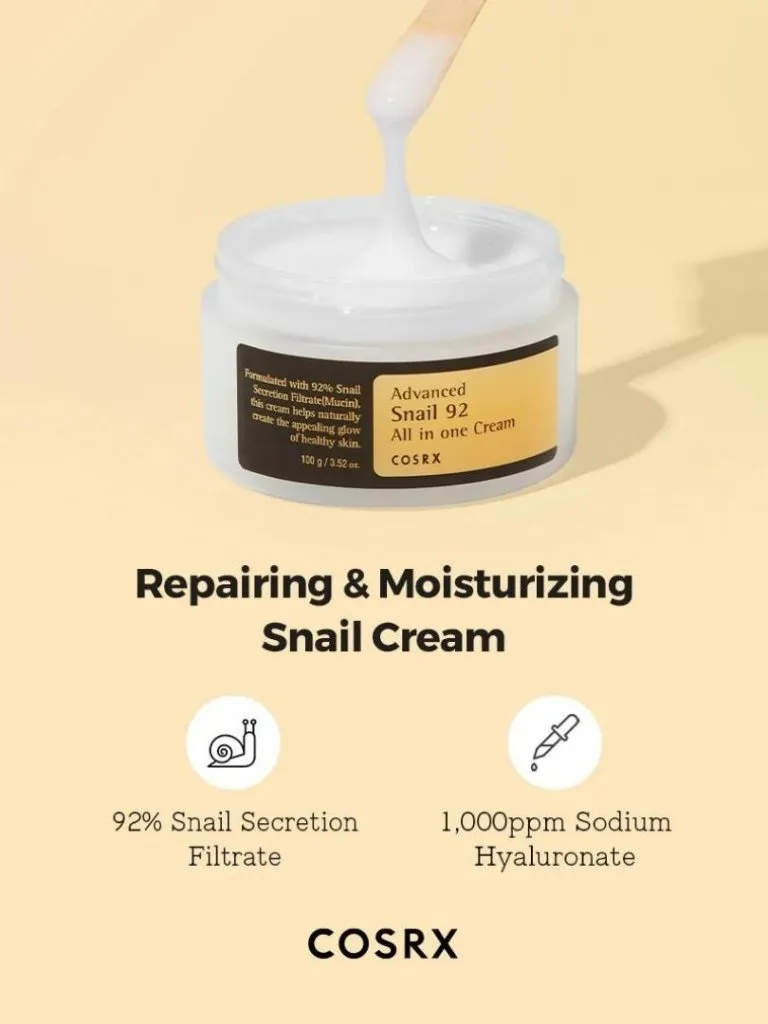 Cosrx - Advanced Snail 92 All in One Cream - Επανορθωτική και ενυδατική κρέμα με σαλιγκάρι 100g