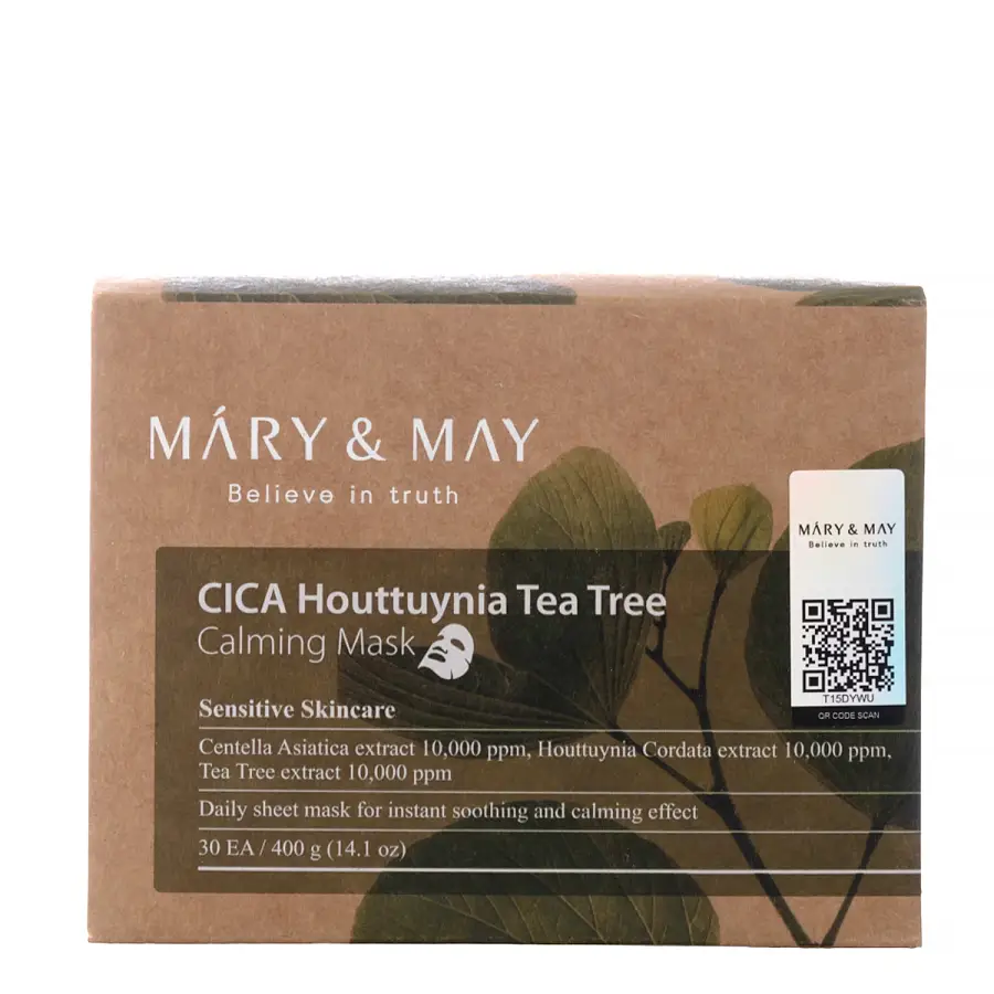 Mary & May Cica Houttuynia Tea Tree Calming Mask - Πακέτο με 30 τεμάχια μάσκες προσώπου