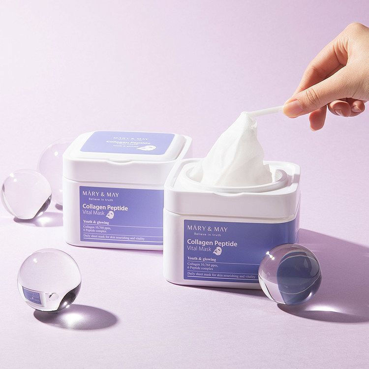 Mary&May - Collagen Peptide Vital Mask - Μάσκα Προσώπου για Αντιγήρανση 30τμχ