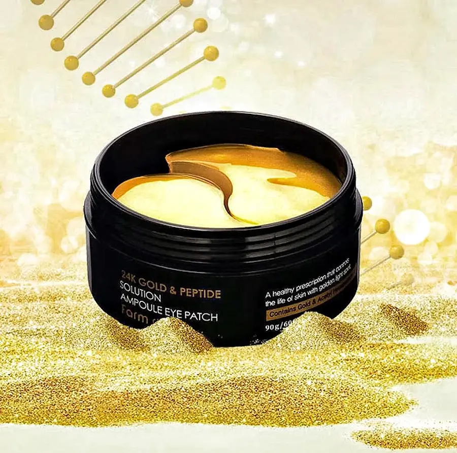 FarmStay 24K Gold And Peptide Solution Ampoule Eye Patch - Επιθέματα υδρογέλης ματιών με χρυσό 24 καρατίων και πεπτίδια - 60 pcs