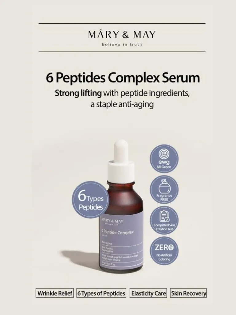 MARY & MAY 6 Peptide Complex - Αντιγηραντικός ορός για την καταπολέμηση των ρυτίδων- 30ml