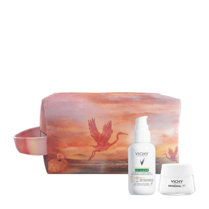 Vichy Summer Pouch 24 με Capital Soleil UV-Clear Αντηλιακό Προσώπου Κατά της Λιπαρότητας SPF50+, 40ml & Δώρο Mineral 89 Κρέμα Βοοster Ενυδάτωσης, 15ml & Συλλεκτικό Τσαντάκι, 1σετ