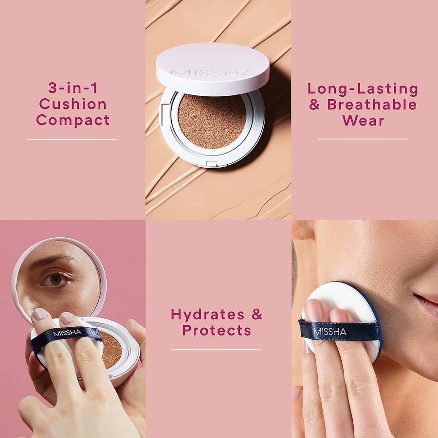 Missha Magic Cushion Cover Lasting Foundation SPF50+/PA+++, 21 Light Beige - 15 g