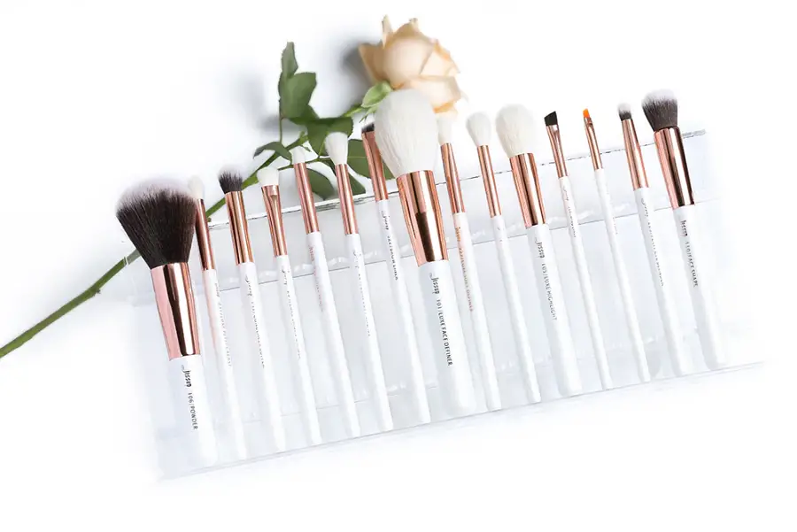 Jessup Set T222 Pearl White/Rose Gold Professional Makeup Brushes - 15Pcs